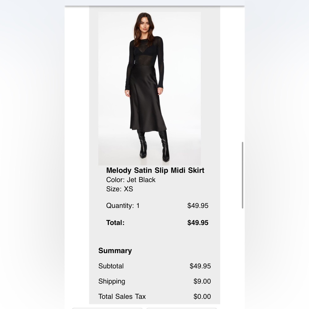 Dynamite Melody Satin Midi Skirt - Jet Black